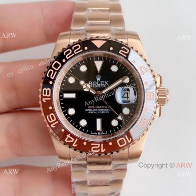 Rolex GMT Master II Asia Swiss ETA2836 Movement All Rose Gold watch Replica
